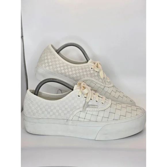 Vans Platform Woven Blanc De Blanc Checkerboard Unisex Sneakers 8M/9.5W - Picture 5 of 7